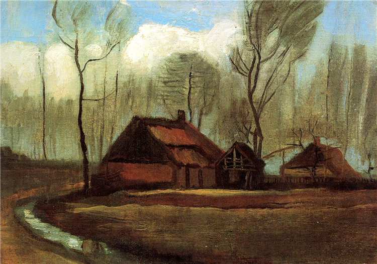 Farmhouses Among Trees Van Gogh Oil Painting